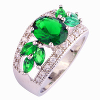 Wholesale Fashion Exalted Emerald Quartz & White Topaz 925 Silver Ring Size 7 8 9 10 11 12 Women Nice Jewelry Free Shipping