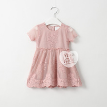 NEW Kids Girls Lace Dresses Baby Girl Spring Short Sleeve Dress Girl Princess Dress 2016 Children’s Wholesale Clothing