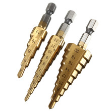 Hot Sale 3PCS in 1 3-12mm 4-12mm 4-20mm Titanium Step Drill Bits HSS Power Drills Tools HIgh Speed Steel for Long Life 2610034