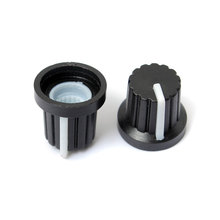 New 10 Pcs 6mm Shaft Hole Dia Plastic Threaded Knurled Potentiometer Knobs Caps