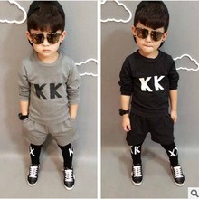 2016 autumn kids sport suit girls sport suit boys clothing kids clothes Children long sleeve T-shirt Cartoon / letter / two sets