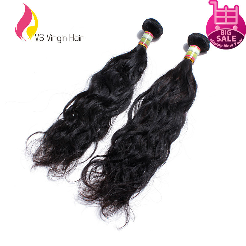 Unprocessed Virgin Malaysian Hair Extensions Natural Wave 2pc Lot Color 1B 5a Malaysian Wavy Hair Tangle Free Human Hair Weave