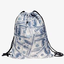 Dollar money 3D printing Women s Men s Gym Bags mochila feminina bolso de lazo Travel