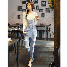 Free Shipping 2015 New Joker Jeans Woman Ripped Jeans Loose Casual Cotton Light Blue Jeans Jumpsuit Plus Size Hot Sales E78