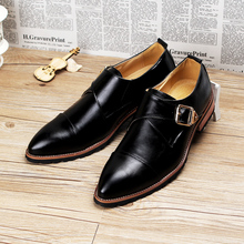 Hot sale men oxfords pointed toe genuine leather buckle men dress shoes brogues shoes size 39-43