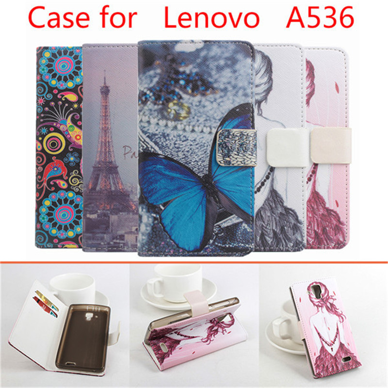 5 Styles Fashion Painted High Qualit Original Lenovo A536 Vertical Leather Case Flip Cover For Lenovo