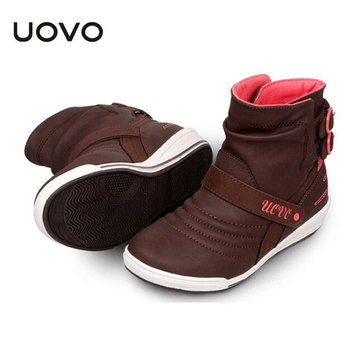 Бренд Uovo детская обувь 2015 зима осень весна дети короткие сапоги клин спортивной обуви черный коричневый туфли-botas для девочек ес 28 - 36