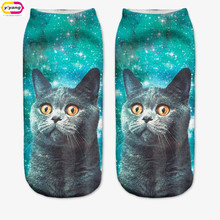 3D Sock Print Lovely Cat Time-limited Ruched Polyester Contrast Color Meias Women Socks Casual Cute Character Unisex
