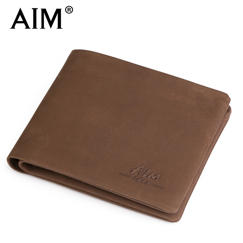 AIM wallet male short leather AONISI matte leather wallet brand men's small wallet