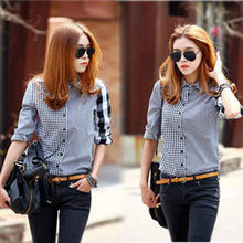 Spring Autumn Shirts Fashion Women Casual Loose Blouse Classic Plaid Long Sleeve Tops Turn-down Collar Blouse
