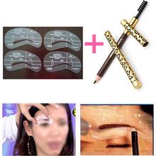 4 Eyebrow Shaping Stencils Grooming Kit Makeup Tools 1 Eye Brow Pencil Brush Wonderful Gift