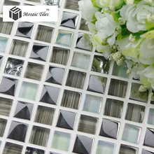 TST metal plating glass tiles delicate elegant grey hand painting streamline decorative tile wave kitchen bathroom backsplash