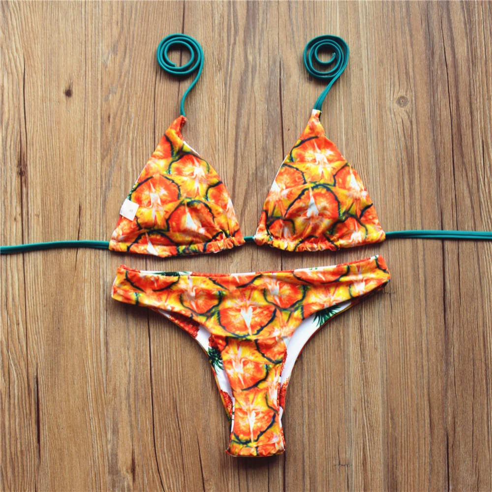 Free shipping two side ananas Fashion Bikini YDA160128F Sets Sexy Push Up Reversible Swimwear Women Swimsuit Bathing Suit