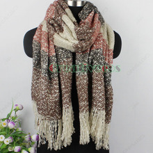Man s Women s Unisex Winter Warm Soft Mohair Knitted Stripes Long Scarf Wrap Tassel Shawl