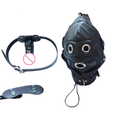 Leather Bondage sex products Open Mouth Gag Fetish Bondage Restraint Slave Mask Hood Sex Toys For Couple Adult Games sexy mask