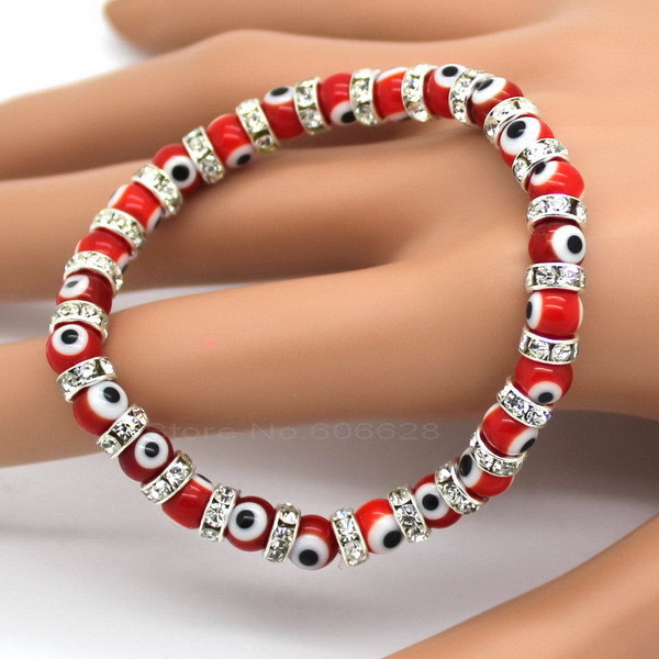 Hot Black Evil Eye Men and Women Bracelets Composed Of Eye Glass Beads and 6 mm