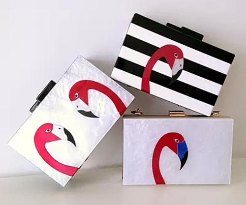 2016 hot sale fashion Evening Bags lovely flamingos Classic acrylic Day Clutch For women Recommend ladies handbags 3 colors