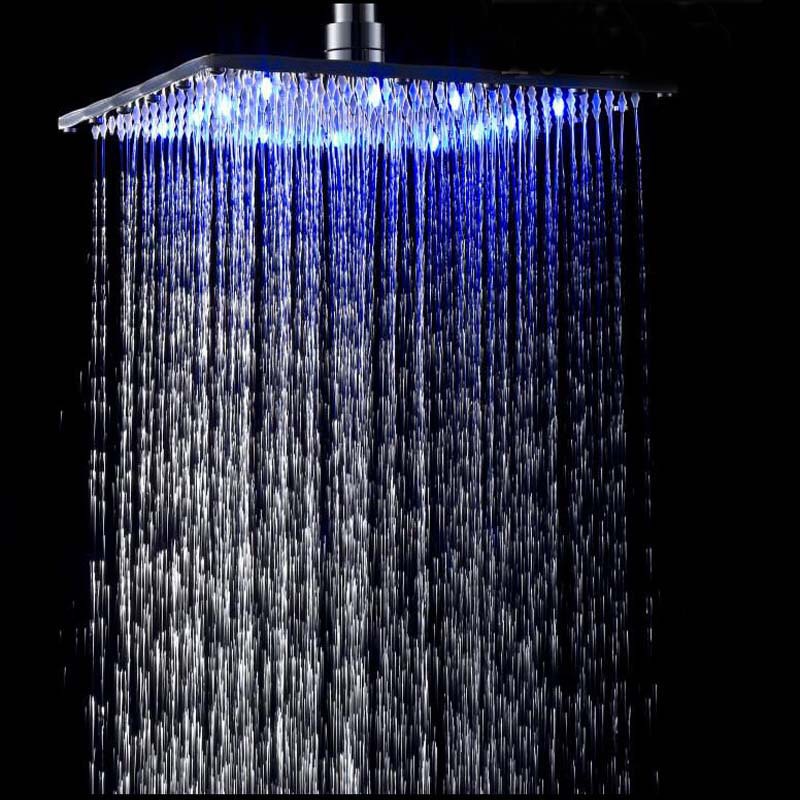 Wholesale And Retail Luxury Chrome Brass LED Square Rain Shower Head Top Over Shower Sprayer For 8