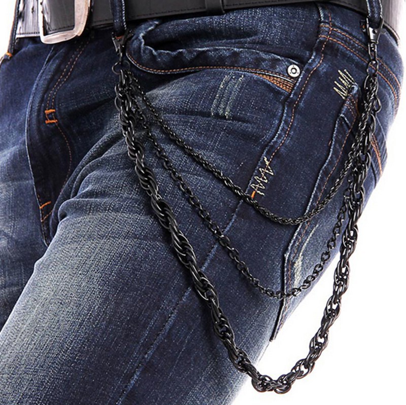 Multi layer Non mainstream Jeans Chain New Men Metal Waist Chain Rock