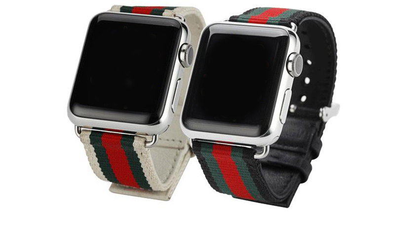 URVOI weave band for apple watch band leather back strap with metal buckle modern design free