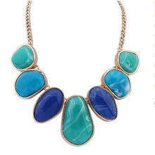 Brand designer Exaggerated punk Geometry big gem bib necklace Colorful Stone Pendant Statement jewelry for women