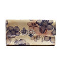 NEW Retro Wallet Split Cowhide Fashion Flower Print Purse Metal Ornament Magnetic Button Closure Women Trendy