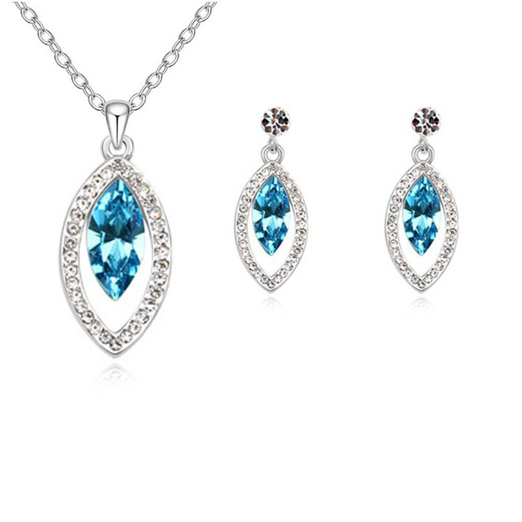 ... Sets For Women Water Drop Crystal Necklace Earrings Set White Gold