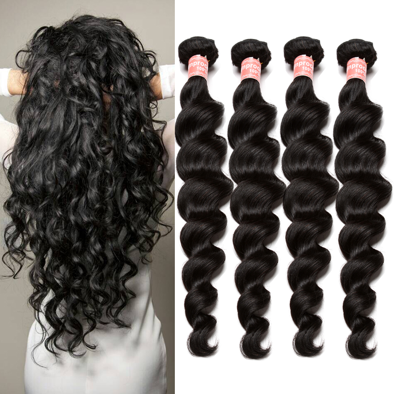 Peruvian Virgin Hair Loose Wave 4Pcs/lot Human Hair Weaves Wholesale Natural Black Peruvian Loose Wave Wavy Hair Free Shipping