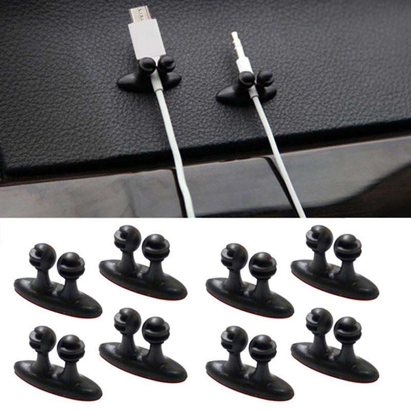 8PCS Multifunctional Adhesive Car Charger Line Clasp Clamp Headphone USB Cable Car Clip Interior Accessories BHU2