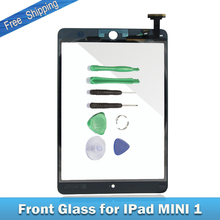 5 pcs Black or White Border Touch Screen Digitizer Glass,Front Glass without Home Button Assembly for IPad MINI 1 Freeship+Tool