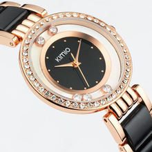 Relojes de vestir de marca KIMIO pulsera de reloj de cerámica rhinestone relojes de cuarzo Ladies relojes de pulsera