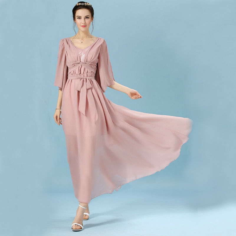 new-arrival-womens-holiday-dresses-v-neck-elegant-summer-dress-2015 ...