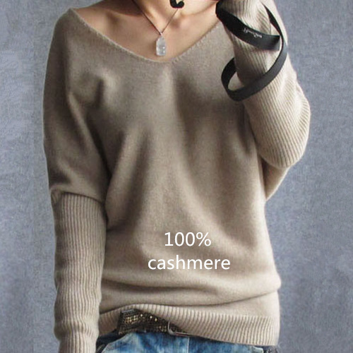 2015 autumn winter cashmere sweaters women fashion sexy v neck sweater loose 100 wool sweater batwing