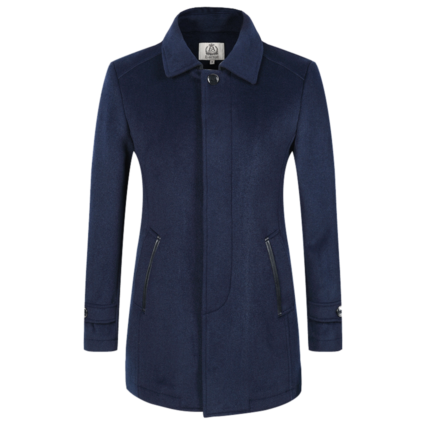 E-artist Wool Coat Men Long Slim Fit Casual Thick Woolen Trench Coats Windbreaker Jackets Overcoats Navy Black Plus Size 5XL N24