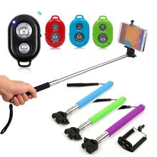2015 new Extendable Selfie Stick Bluetooth 6 Color Monopod+clip Holder+bluetooth Camera Shutter Remote Controller Android iOS