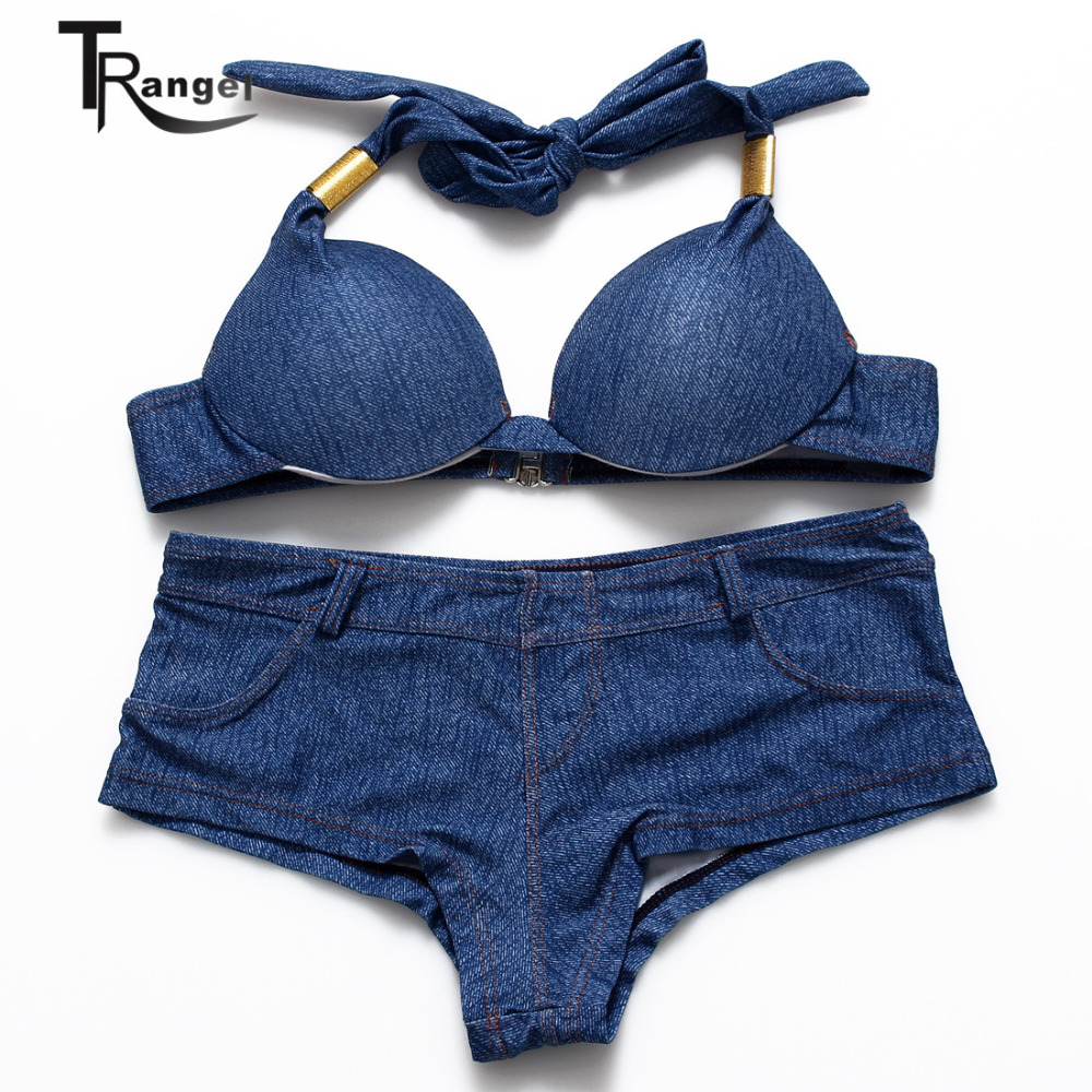 2016 Retro Denim Fabric Beachwear Cowboy Bikini Push Up Swimwear New Design Sexy Brazilian Bikini Halter Bathing Suits 18 2016 Retro Denim Fabric Beachwear Cowboy Bikini Push Up Swimwear New Design Sexy Brazilian Bikini Halter Bathing Suits 18