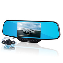 New 4.3 inch lcd car camera recorder full hd 1080p rearview mirror camera night vision car dvr dual lens parking mirror dvr