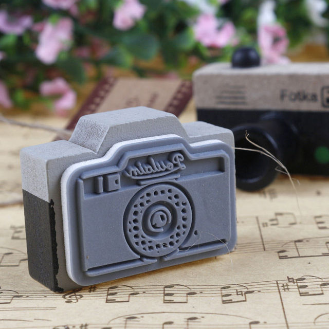 Azerin прекрасный 2 модель корея деревянные ретро-камеры штамп печать серый и коричневый DIY бесплатная доставка