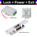 NC Electric Strike Door Lock Power Supply box Door Exit Button Switch for Video doorbell Door
