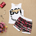 New Baby Boy Clothing Set Sleeveless Shirt Shorts Kid clothing set Boy Summer Cartoon Animal prints
