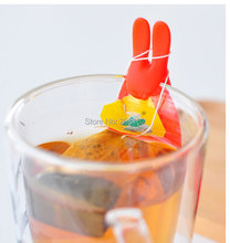 1pc Rabbit hanging cup for Tea bag Creative Wineglass Label Silicon Clip Drinkware Gadgets