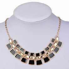 2015 Trendy Necklaces Pendants Link Chain Collar Long Gold Plated Enamel Statement Bling Fashion Necklace Women