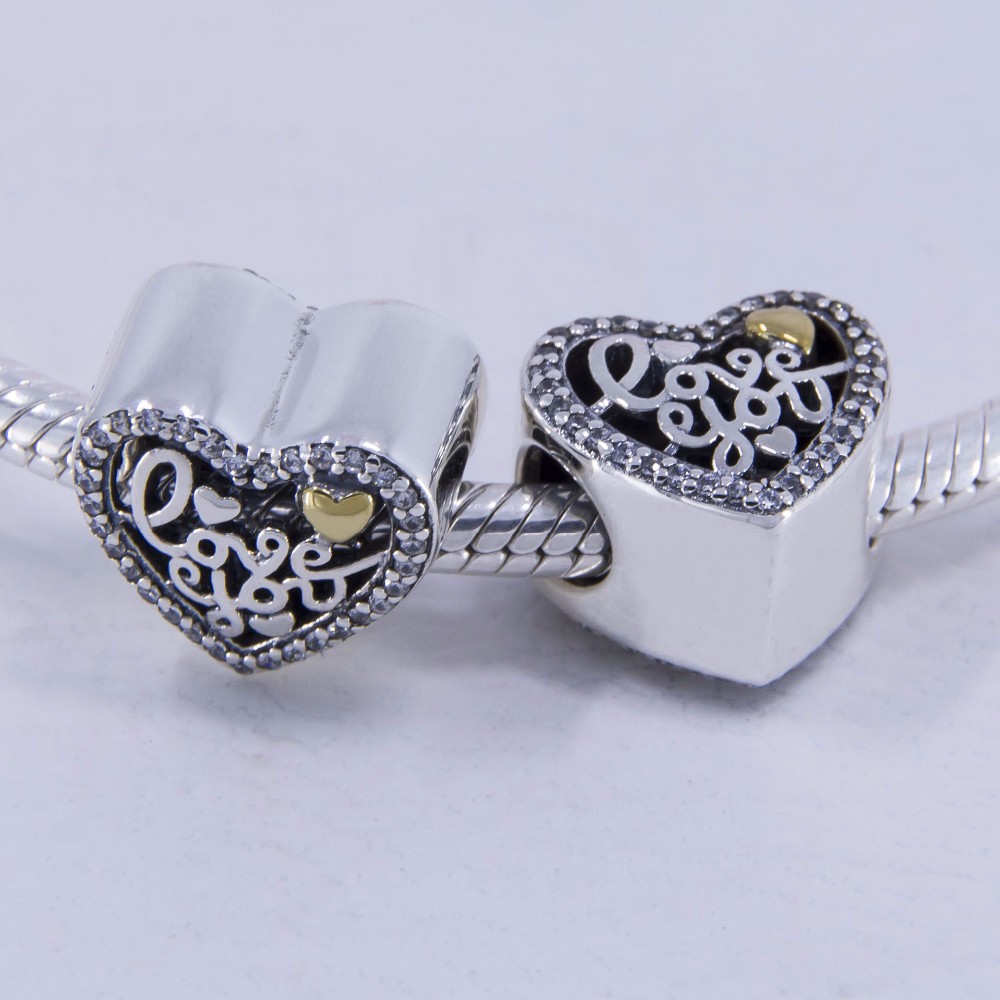 Fits Pandora bracelet Love heart silver beads I love you gift 925 sterling silver jewelry DIY 2017 Valentine ‘s Day 3770600261_987749033