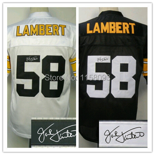 Cheap Autograph American Football Jerseys #58 Jack Lambert Vintage White Black,New Men's Signature/Signed Stitched Rugby Jersey(China (Mainland))