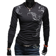 2015 New Fashion Brand Mens Long Sleeve Dragon tattoo T shirt, Casual Baseball Sports Male t-shirt, Man O-neck Undershirt