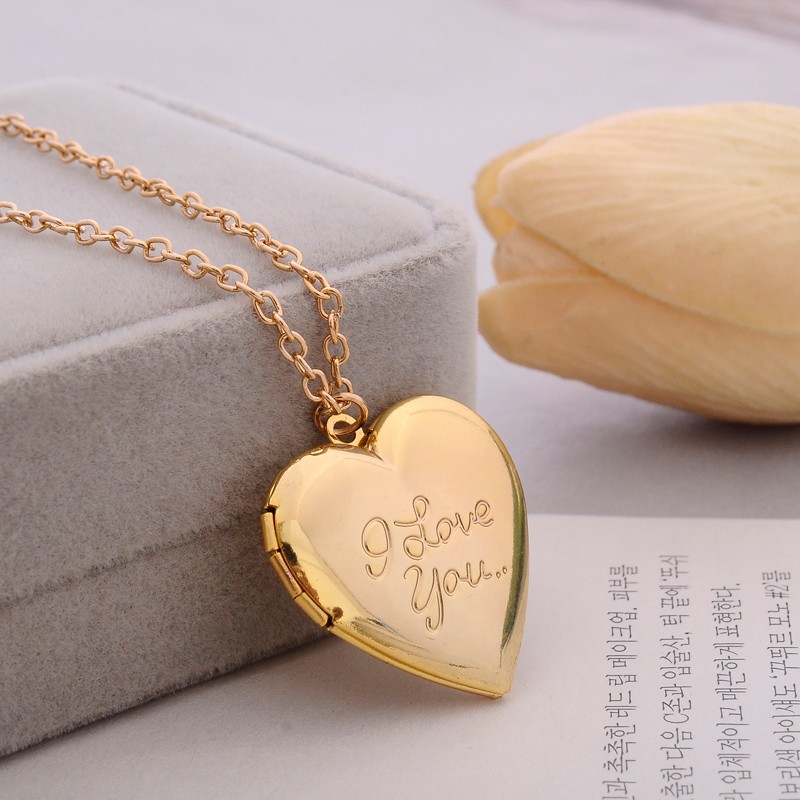 Vintage Gift For Lover Couples Custom Message Necklace Pendant - Gold