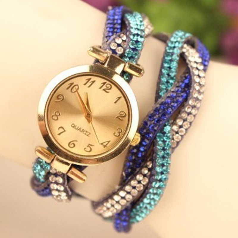 Braided Leather Strap With Diamond Watches Bracelet Style Watch Women