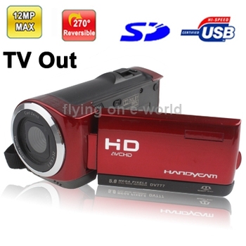 Красный dv006b, 5.0 Мп цифровая видеокамера с 2.4 дюймов TFT LCD экран, 270 град. вращения, Поддержка, Max пикселей : 12 мега пикселей
