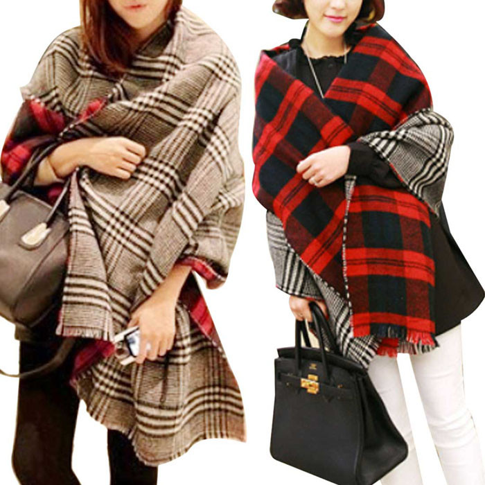 Delicate 2016 scarf bandana from india Vintage Warm Women Tassel Lattice Plaid font b Tartan b