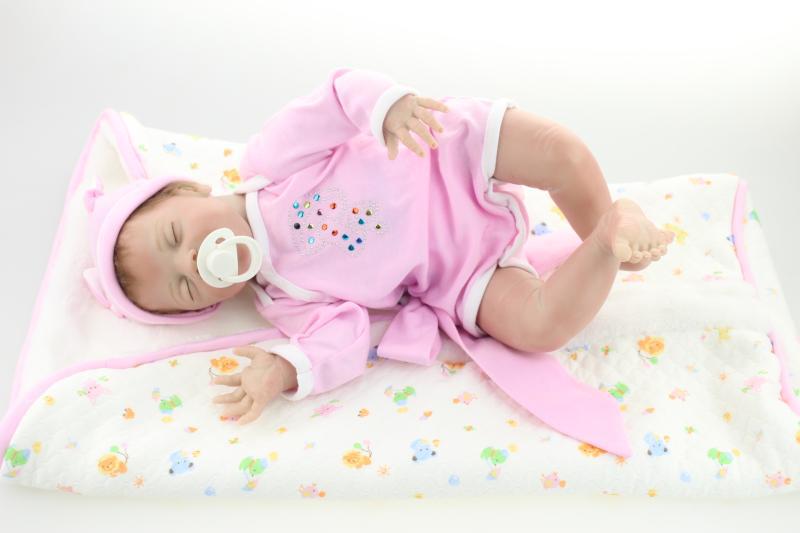 22 Inch Soft Silicone Princess Girl Fashion NPK Doll Sleeping Reborn Baby Doll Handmade Toys With Closed Eyes Kid Best Playmate